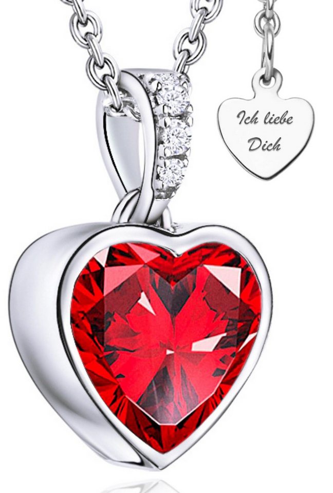LOVENEST Herzkette Halskette Silber 925 mit rotem Stein Anhänger Silberkette Herz (Silberkette Anhänger Geschenke für Frauen Valentinstag Frau Freundin, Geschenkset Damenkette Weihnachten Set), Sie Geburtstag Hochzeitstag Liebesbeweis Liebesgeschenk Herz Schmuck von LOVENEST