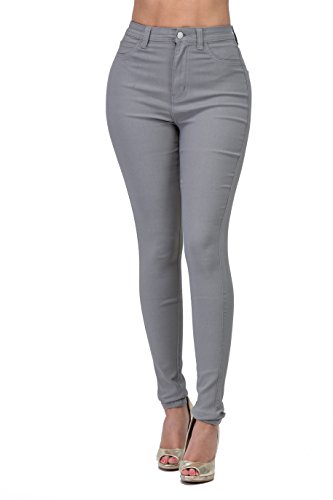 Jeans, hohe Taille, farbig, Stretch, Skinny, zerrissen, Used-Look, für Damen, Olivgrün / Senfgelb - Grau - Mittel von LOVER BRAND FASHION