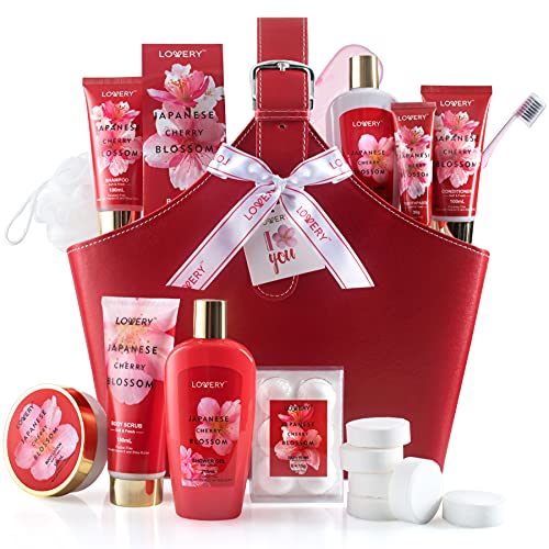 Home Spa Kit Geschenkset - Japanisches Kirschblüten-Bad-Set, 25 Stück, Duschgel, Körperlotion, Duschdampfgarer, Shampoo, Zahnpaste & Bürste in einer Ledertasche, Luxus-Bade- & Duschpaket für Frauen Home Spa Kit Geschenkset - Japanisches Kirschblüten-Bad-Set, 25 Stück, Duschgel, Körperlotion, Duschdampfgarer, Shampoo, Zahnpaste & Bürste in einer Ledertasche, Luxus-Bade- & Duschpaket für Frauen von LOVERY