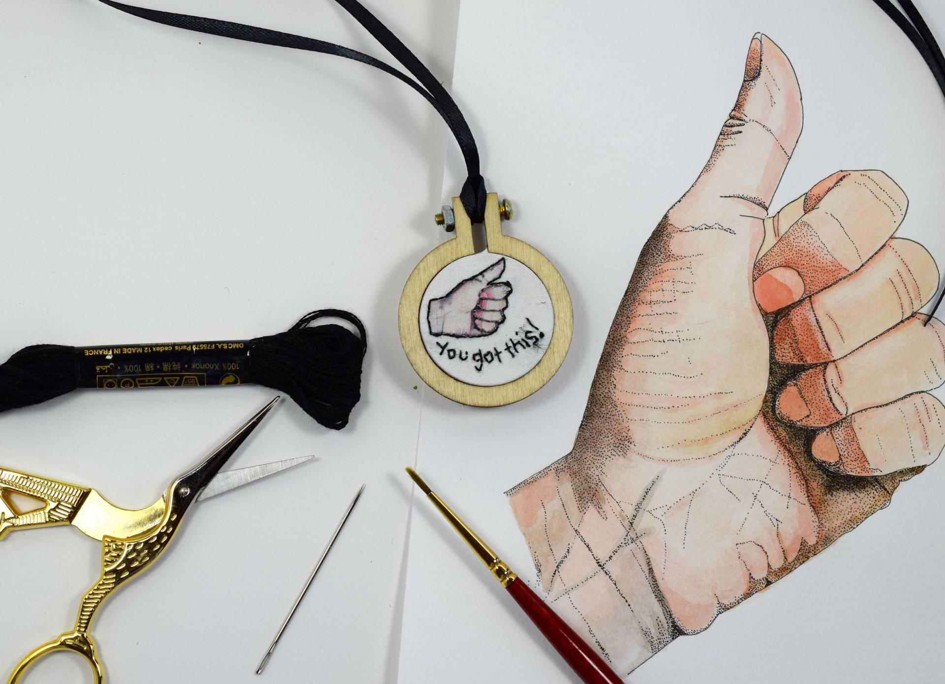 Daumen Halskette | Mini Bestickt Reifen Anhänger Gestickte Bestickt Schmuck Hoop-Kunst Daumen Halskette | Mini Bestickt Reifen Anhänger Gestickte Bestickt Schmuck Hoop-Kunst von LOVESTITCHERY