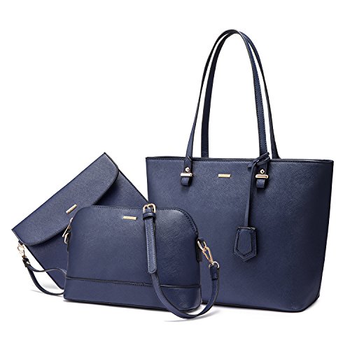 LOVEVOOK Handtasche Damen Schultertasche Handtaschen Tragetasche Damen Groß Designer Elegant Umhängetasche Henkeltasche Set 3-teiliges Set Blau… von LOVEVOOK