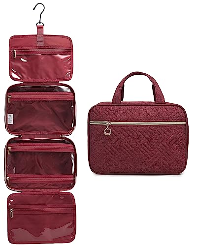 Kulturbeutel zum Aufhängen, LOVEVOOK wasserdichte Kulturtasche Damen Faltbare Waschtasche Kosmetiktasche Groß mit 360°Drehbare Haken, Rot Kulturbeutel zum Aufhängen, LOVEVOOK wasserdichte Kulturtasche Damen Faltbare Waschtasche Kosmetiktasche Groß mit 360°Drehbare Haken, Rot von LOVEVOOK