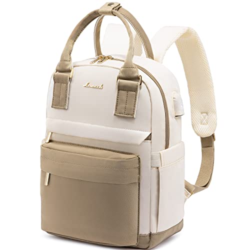 LOVEVOOK 13,3 Zoll Rucksack Damen Klein, Wasserdicht Cityrucksack Handtasche 2 in 1, Mini Tasche Daypack Backpack Women Elegant für Freizeit Schule Reisen Arbeit, Khaki Beige von LOVEVOOK