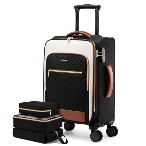 LOVEVOOK Handgepäck Koffer & Trolleys mit 17 Zoll Laptopfach Stoff Reisekoffer mit Rollen Carry On Luggage Mittelgroß Travel Cabin Suitcase Set Leicht für Damen Flugzeug Reisen Busines von LOVEVOOK