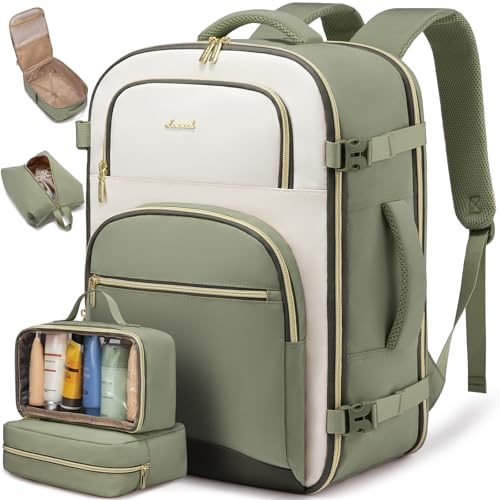 LOVEVOOK Handgepäck Rucksack Flugzeug, 40L Groß Reiserucksack Damen Herren, Wasserdicht Travel Backpack 17 Zoll mit Laptopfach, Reise Rucksack-damen für Geschäftsreise Business Weekend von LOVEVOOK