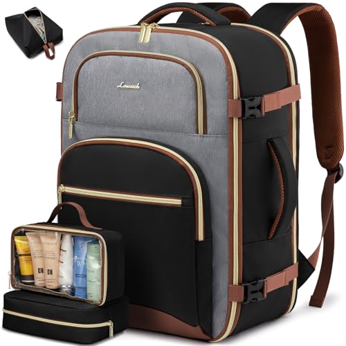 LOVEVOOK Handgepäck Rucksack Flugzeug, 40L Groß Reiserucksack Damen Herren Tasche, 17 Zoll Travel Backpack Carry on Luggage Cabin Bag, Wasserdicht Weekender Bag Daypacks für Reise Business Camping von LOVEVOOK