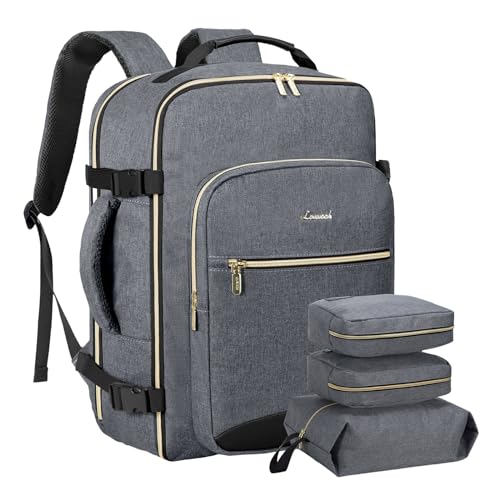 LOVEVOOK Handgepäck Rucksack Flugzeug, 40L Groß Reiserucksack Damen Kofferrucksack, Wasserdicht Reisetasche für 17 Zoll Laptop, Travel Backpack für Reise Geschäftsreise Business Wandern Weekend von LOVEVOOK