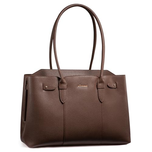 LOVEVOOK Handtasche Damen Groß, 15,6 Zoll Laptoptasche Arbeitstasche Tote Bag Elegant, Wasserdicht Leder Schultertasche Uni Shopper Tasche Lehrertasche für Business Schule Büro von LOVEVOOK
