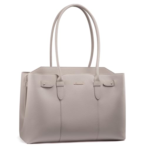 LOVEVOOK Handtasche Damen Groß, 15,6 Zoll Laptoptasche Arbeitstasche Tote Bag Elegant, Wasserdicht Leder Schultertasche Uni Shopper Tasche Lehrertasche für Business Schule Büro von LOVEVOOK