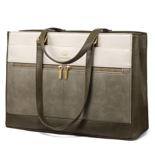 LOVEVOOK Handtasche Damen Mittelgroß, 15,6 Zoll Laptoptasche Arbeitstasche Lehrertasche Shopper Tasche, PU Leder Aktentasche Tote Bag Handbags for Women, Business Notebook Tasche für Büro Uni von LOVEVOOK