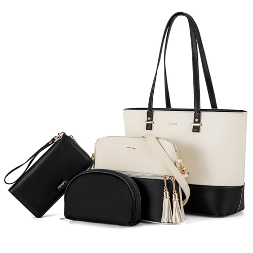 LOVEVOOK Handtasche Damen Schultertasche Handtaschen Tragetasche Damen Groß Designer Elegant Umhängetasche Henkeltasche Set 3-teiliges Set von LOVEVOOK