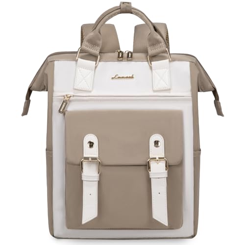 LOVEVOOK Kleiner Rucksack Damen, Mini Damen-rucksackhandtaschen Elegant Cityrucksack, Wasserdicht Kleine Rucksäcke Tasche 2 in 1 Frauen Womens Backpack Modern für Reise Schule Khaki von LOVEVOOK