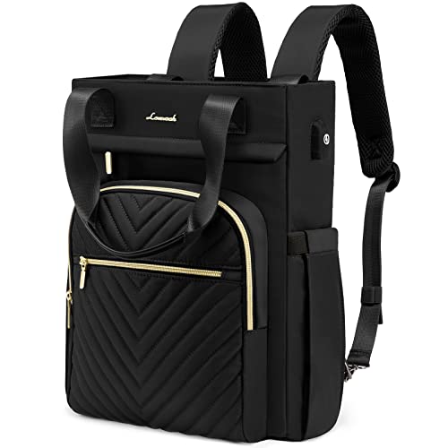 LOVEVOOK Rucksack Damen Elegant 17.3 Zoll Laptop Rucksack Handtasche 2 in 1 Schulrucksack Mädchen Teenager mit Laptopfach Wasserdicht Backpack Women mit USB Casual Daypacks für Schule Reise Business von LOVEVOOK