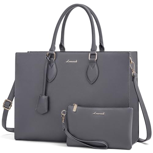 LOVEVOOK Laptoptasche für Damen, 39,6 cm (15,6 Zoll), wasserdicht, Arbeitstasche, Computertasche, Leder, Aktentasche, Business-Bürotasche, große Kapazität, Handtasche, Schultertasche von LOVEVOOK