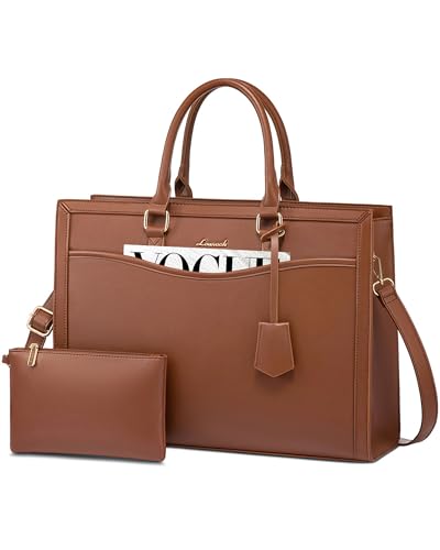 LOVEVOOK Laptoptasche Damen 15.6 Zoll Handtasche Groß Shopper Leder Tote Bag Arbeitstasche Schultertaschen Umhängetasche Gross Aktentasche Lehrertasche Shoulder für Uni Business von LOVEVOOK