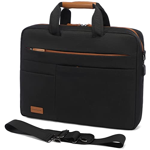 LOVEVOOK Laptoptasche 17 Zoll Herren Wasserdichte Laptop Tasche Aktentasche Notebooktasche für Business/Reisen/Arbeit, Schwarz von LOVEVOOK