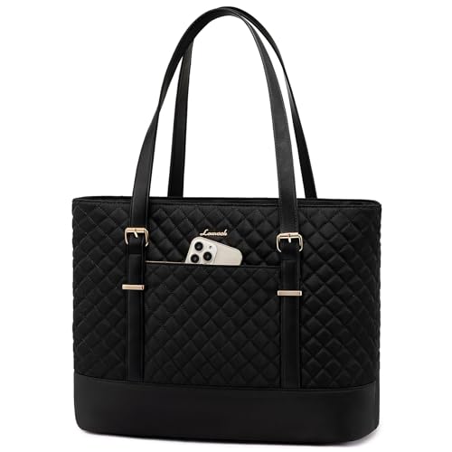 LOVEVOOK Laptoptasche Damen 15,6 Zoll, Handtasche Shopper Business Tasche Aktentasche Lehrertasche mittelgroß, Wasserdicht Notebooktasche Tote Bag für Büro Uni Schwarz von LOVEVOOK