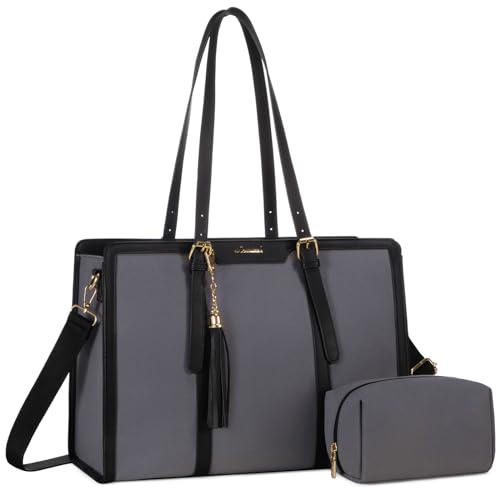 LOVEVOOK Notebook Tasche 15.6 Zoll Handtasche Damen Groß Tote Bag Women Canvas Shopper Shoulder Crossbody Bag Elegante Schultertasche Aktentasche Arbeitstasche Lehrertasche für Büro Business Reise von LOVEVOOK