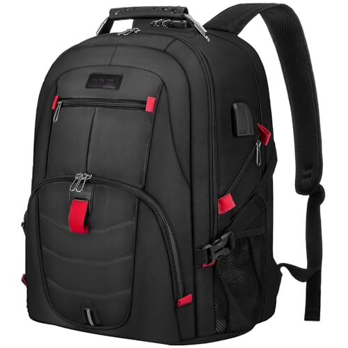 LOVEVOOK Reise-Laptop-Rucksack, wasserdicht, Anti-Diebstahl-Rucksack mit Schloss und USB-Ladeanschluss, groß, 43,2 - 43,3 cm (17-17,3 Zoll), Computer-Rucksack für Männer und Frauen, Schwarz von LOVEVOOK