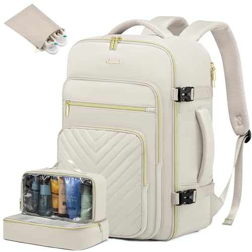 LOVEVOOK Reiserucksack Damen, 40L Groß Handgepäck Rucksack Flugzeug, Wasserdicht Laptop Rucksack Damen 17 Zoll mit Laptopfach, Travel Backpack Kofferrucksack Weekender Bag für Reise Business Camping von LOVEVOOK