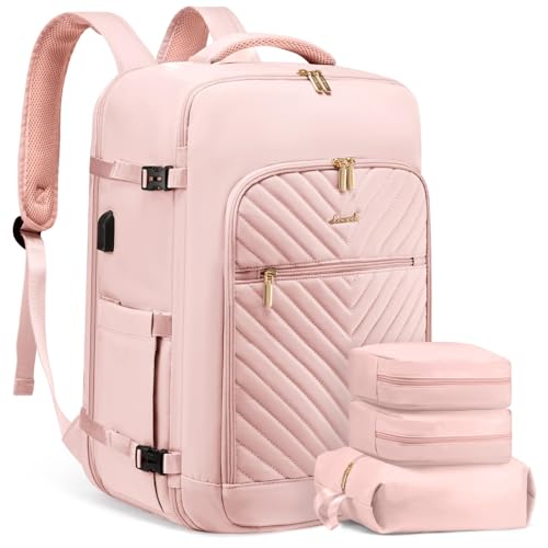 LOVEVOOK Reiserucksack Handgepäck Rucksack Flugzeug 30-40L Reisetasche Damen Travel Essentials mit Kulturtasche Laptoptasche 17 zoll Groß Backpack Women Wasserdicht Weekender Bag für Reise Business von LOVEVOOK