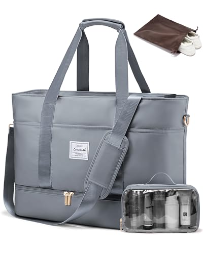 LOVEVOOK Reisetasche Damen, Wasserdicht Weekender Travel Duffel Carry On Bag mit Schuhfach, Kliniktasche Geburt Mommy Handgepäck Tasche Saunatasche Gym Sporttasche Fitnesstasche für Reise Ryanair von LOVEVOOK