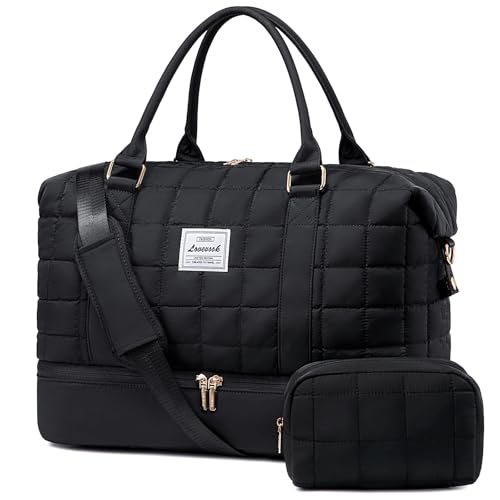 LOVEVOOK Reisetasche Damen Groß, Leicht Puffer Weekender Handgepäck Tasche Kliniktasche Geburt Krankenhaustasche mit Schuhfach & Nassfach, Travel Bag Sporttasche für Flugzeug Reise, Schwarz LOVEVOOK Reisetasche Damen Groß, Leicht Puffer Weekender Handgepäck Tasche Kliniktasche Geburt Krankenhaustasche mit Schuhfach & Nassfach, Travel Bag Sporttasche für Flugzeug Reise, Schwarz von LOVEVOOK