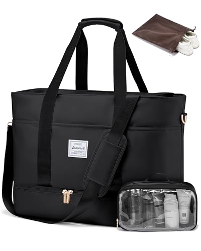 LOVEVOOK Reisetasche Damen Groß, Wasserdicht Weekender Travel Duffel Bag mit Schuhfach, Kliniktasche Geburt Handgepäck Tasche Saunatasche Gym Sporttasche Trainingstasche für Reise Ryanair Schwarz LOVEVOOK Reisetasche Damen Groß, Wasserdicht Weekender Travel Duffel Bag mit Schuhfach, Kliniktasche Geburt Handgepäck Tasche Saunatasche Gym Sporttasche Trainingstasche für Reise Ryanair Schwarz von LOVEVOOK