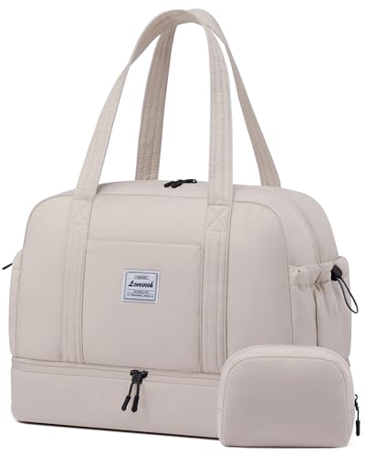 LOVEVOOK Reisetasche Damen Groß, Leicht Puffer Weekender Travel Duffle Bag Women Sporttasche mit Schuhfach Mommy Kliniktasche Geburt Carry On Cabin Luggage für Ryanair Easyjet Flugzeug Reise Gym von LOVEVOOK