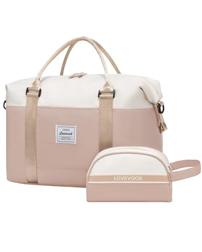 LOVEVOOK Reisetasche Damen, Handgepäck Tasche 45x36x20 Für Flugzeug, Sporttasche Weekender Bag Kliniktasche Geburt, Travel Bag Duffle Bag mit Kulturtasche für Frauen Reise Gym Ryanair Easyjet von LOVEVOOK