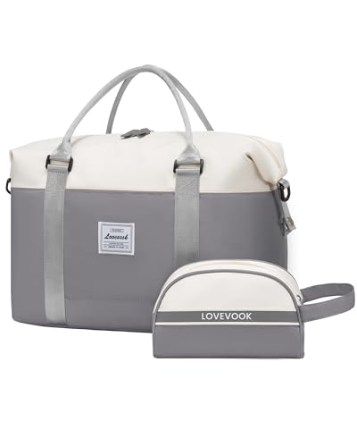 LOVEVOOK Reisetasche Damen, Handgepäck Tasche 45x36x20 Für Flugzeug, Sporttasche Weekender Bag Kliniktasche Geburt, Travel Bag Duffle Bag mit Kulturtasche für Frauen Reise Gym Ryanair Easyjet von LOVEVOOK