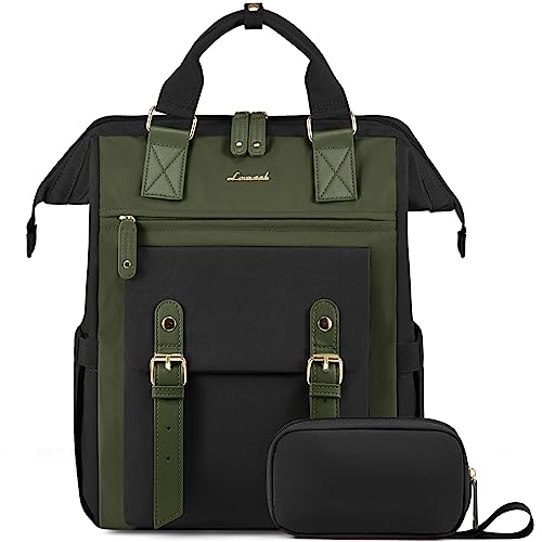 LOVEVOOK Rucksack Damen, Groß Laptop Schulrucksack Mädchen Teenager 15,6 Zoll mit Datenkabel-Beutel, Wasserdicht Reiserucksack Schultasche Backpack Elegant für Uni Arbeit Business Reise Beige von LOVEVOOK