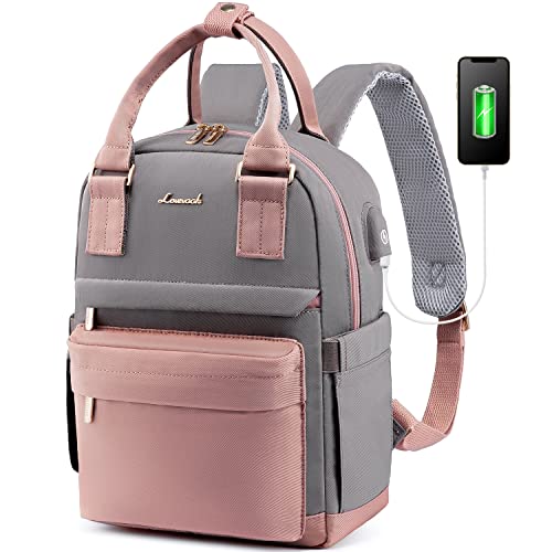 LOVEVOOK Rucksack Damen Klein, Wasserdicht Cityrucksack Handtasche 2 in 1, Mini Tasche Daypack Backpack Women Elegant für Freizeit Schule Reisen Arbeit, Rosa Grau von LOVEVOOK