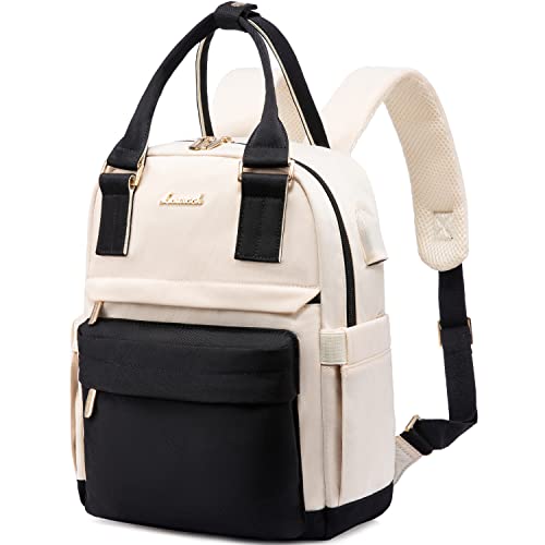 LOVEVOOK Rucksack Damen Klein, Wasserdicht Cityrucksack Handtasche 2 in 1, Mini Tasche Daypack Backpack Women Elegant für Freizeit Schule Reisen Arbeit, Schwarz Beige von LOVEVOOK