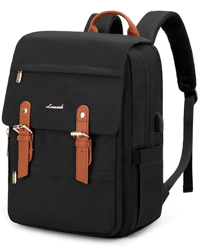 LOVEVOOK Schulrucksack Teenager Mädchen, Rucksack Damen Herren, Wasserdichter Travel Backpack mit Laptop Fach 17 Zoll, School Bag Tagesrucksack, Handgepäck für Lehrer Schule Business Reise Schwarz von LOVEVOOK