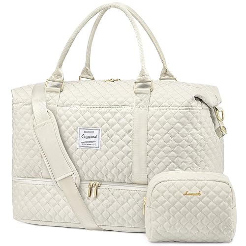 LOVEVOOK Sporttasche Damen Reisetasche Groß mit Kosmetiktasche Weekender Travel Duffle Bag mit Schuhfach & Nassfach Mommy Kliniktasche Wasserdicht Handgepäck Tasche für Flugzeug Reise Gym Strand von LOVEVOOK