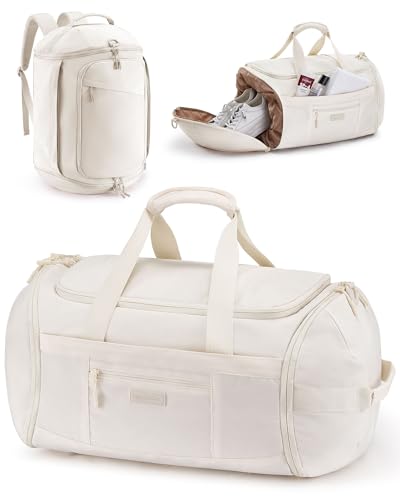 LOVEVOOK Sporttasche Herren Damen Reisetasche 45L Sporttaschen mit Schuhfach Nassfach Wasserdicht Tasche für Sport Fitness Reisen Beige von LOVEVOOK