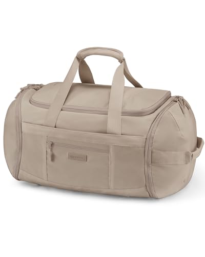 LOVEVOOK Sporttasche Damen Herren, Gym Tasche groß, Reisetasche mit Schuhfach, wasserdichte Trainingstasche Schwimmtasche, Travel Duffle Bag mit Rucksackfunktion für Fitness Sport Reise, Khaki von LOVEVOOK