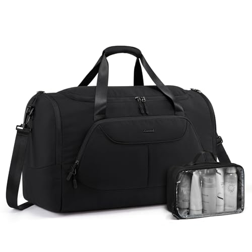 LOVEVOOK Sporttasche Damen Herren 57L Groß Reisetasche mit Schuhfach & Nassfach, Gym Bag Schwimmtasche SaunatascheTasche für Sport Fitness Training Reisen,Travel Duffle Weekender Bags, Schwarz von LOVEVOOK