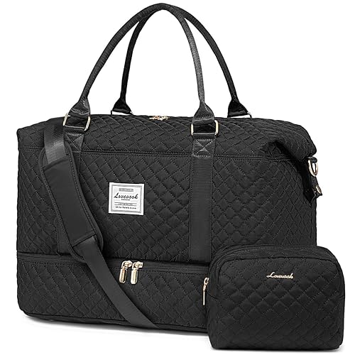 LOVEVOOK Reisetasche Damen Sporttasche Groß mit Schuhfach & Nassfach Weekender Travel Duffle Bag mit Kosmetiktasche Mommy Kliniktasche Wasserdicht Handgepäck Tasche für Flugzeug Reise Gym Camping von LOVEVOOK