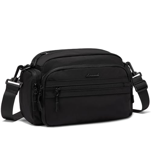 LOVEVOOK Umhängetasche Damen, Shoulder Crossbody Bag Damen Schwarze, Mittelgroß Handtasche mit Vielen Fächern Leichte Schultertasche, Messenger Bag für Reisen Büro Party Freizeit, Schwarz von LOVEVOOK