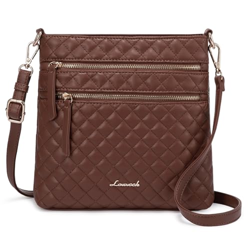 LOVEVOOK Kleine Umhängetasche Damen Klein Handtasche Damen Mittelgroß Shoulder Crossbody Bag Women Elegante PU Leder Schultertasche Fashion Handy Tasche für Büro Reisen Party Freizeit Braun von LOVEVOOK