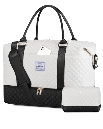 LOVEVOOK Weekender Damen Reisetasche Handgepäck Groß Sporttasche mit Schuhfach Carry On Travel Duffle Luggage Bag für Flugzeug Women Kliniktasche Geburt Mama Set Wickeltasche Saunatasche von LOVEVOOK