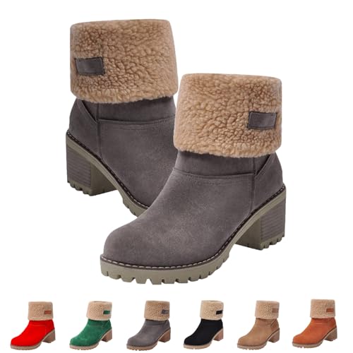 Dotmalls-Stiefel, Dotmalls-Winterstiefel for Senioren mit klobigem Absatz, Dotmalls-Winterstiefel for Damen, warme Schnee-Stiefeletten, warme, rutschfeste Outdoor-Stiefel, flauschige Knöchelstiefel au von LOVEWLVNCL