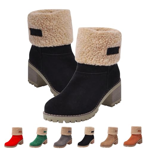 Dotmalls-Stiefel, Dotmalls-Winterstiefel for Senioren mit klobigem Absatz, Dotmalls-Winterstiefel for Damen, warme Schnee-Stiefeletten, warme, rutschfeste Outdoor-Stiefel, flauschige Knöchelstiefel au von LOVEWLVNCL