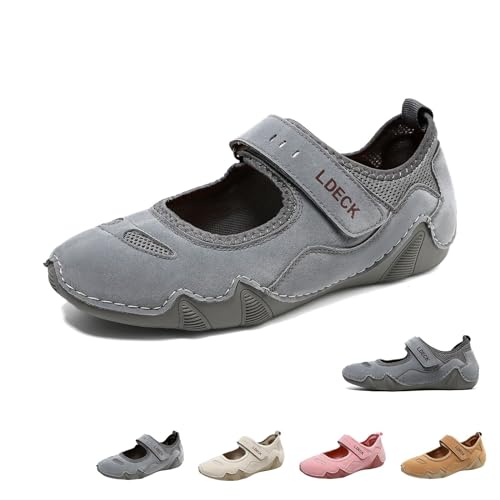 Frauen Handmade Casual Slip On Beck Schuhe Atmungsaktive Leichte Orthotische Flats Tägliche Barfußschuhe Bequeme Flexible Lifestyle Walking Schuhe(grau,37 EU) von LOVEWLVNCL