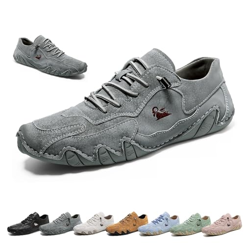 Handgemachte Niedrige Beck Schuhe, Damen Outdoor Wasserdicht Rutschsichere Leichtgewichtige Atmungsaktive Casual Flache Unterseite Slip-On Komfortable Barfußwanderschuhe(Grau,44 EU) von LOVEWLVNCL