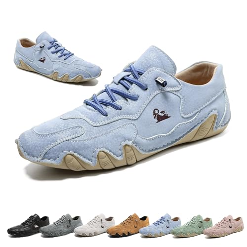 Handgemachte Niedrige Beck Schuhe, Damen Outdoor Wasserdicht Rutschsichere Leichtgewichtige Atmungsaktive Casual Flache Unterseite Slip-On Komfortable Barfußwanderschuhe(Light Blue,36 EU) von LOVEWLVNCL