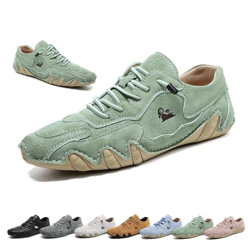 Handgemachte Niedrige Beck Schuhe, Damen Outdoor Wasserdicht Rutschsichere Leichtgewichtige Atmungsaktive Casual Flache Unterseite Slip-On Komfortable Barfußwanderschuhe(Light Green,36 EU) von LOVEWLVNCL