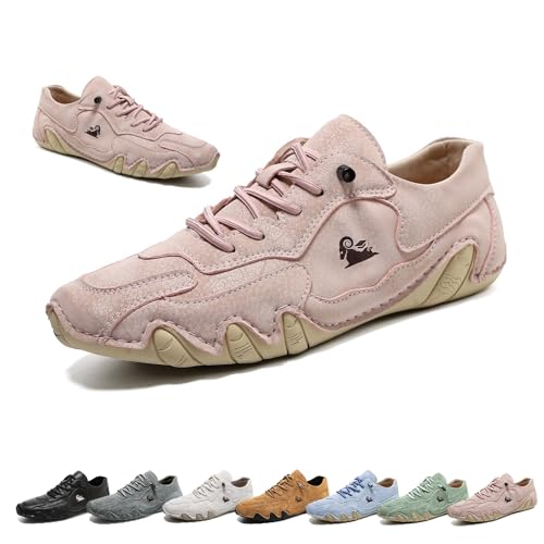 Handgemachte Niedrige Beck Schuhe, Damen Outdoor Wasserdicht Rutschsichere Leichtgewichtige Atmungsaktive Casual Flache Unterseite Slip-On Komfortable Barfußwanderschuhe(Pink,44 EU) von LOVEWLVNCL